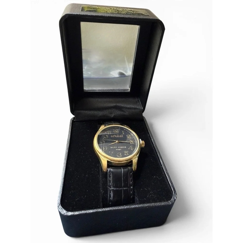 Men's‎ Quartz Watch Gold Tone Stainless Steel Black Band  Michel Germain Sexual
